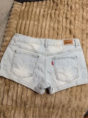 Levi's Women's Light Blue Pinstripe Denim Cutoff Shorts